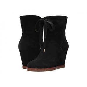 Kate Spade Saunders Black Suede Wedge Ankle Boots